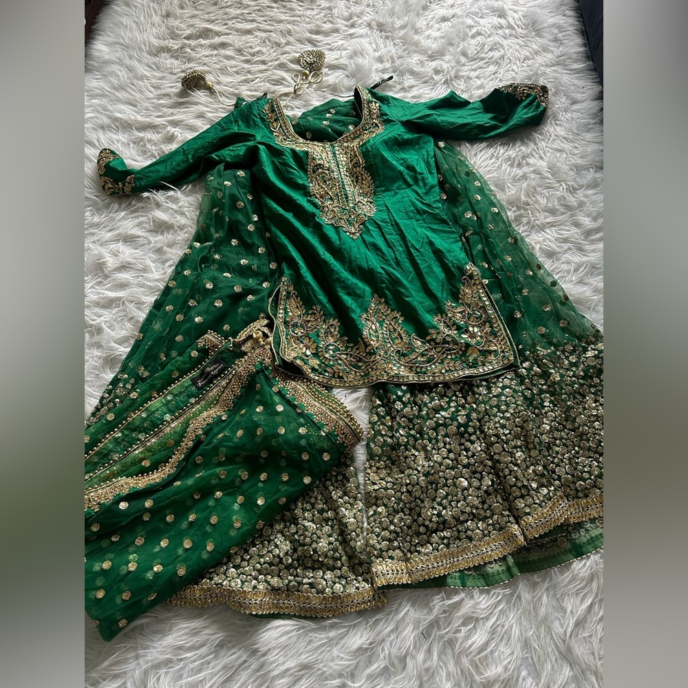 Green Gharara/Sharara suit by Poonam’s Kaurture